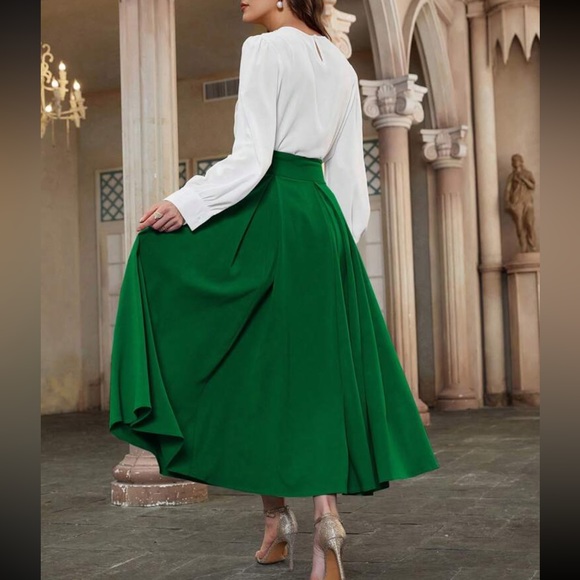 Luxe high waisted pleated flare maxi skirt - Picture 6 of 6
